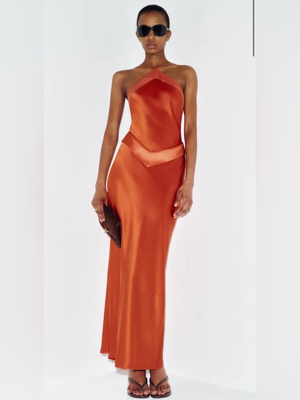 Reformation Jillian Silk Dress in Chili Mango